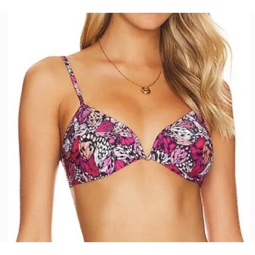 L*Space L Space $110 Helena Bikini Top Wings N Things Butterfly Black Pink White